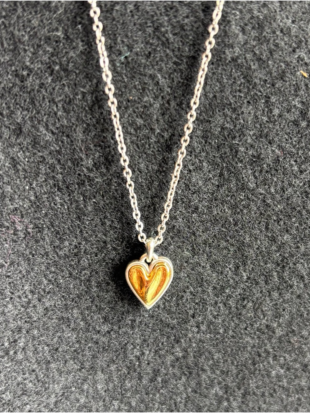 Gold heart pendant Necklace - two tone